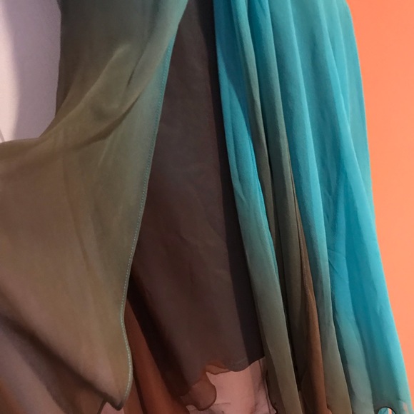 STUNNING DESIGNER SUE WONG Women’s 100% Silk Two Toned Layered Dress, 6 - Picture 3 of 7